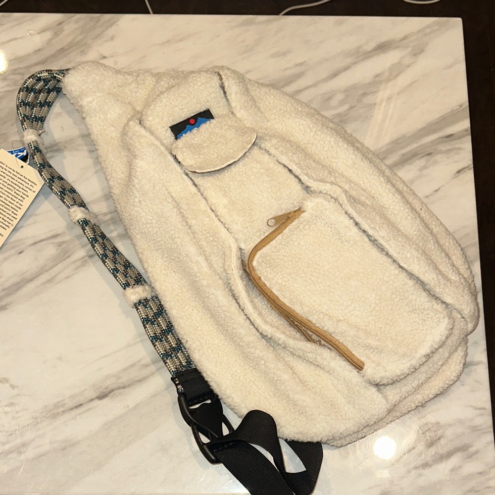 KAVU White Sherpa Rope Sling Backpack